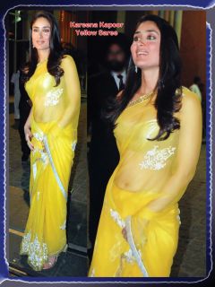 bollywood sari saree designer ethnic embroidered Kareena Kapoor yellow