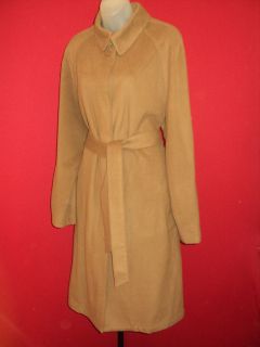 Donna Karan DKNY Ultra Soft Wool Cashmere Angora Belted Camel Coat XL