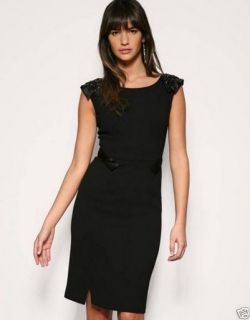 Karen Millen Black Embellished Shoulder Structured Pencil Dress 6 8 12