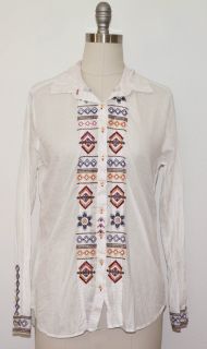 3J Workshop by Johnny Was White Katie Pintuck Shirt XL