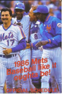 1986 Mets Schedule Gary Carter Keith Hernandez Gooden