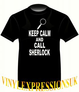 Keep Calm and Call Sherlock Holmes Funny Boys Mens T Shirt SM 3XL Gift