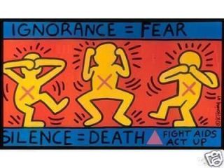 Keith Haring Original Act Up Poster 1989 Lithograph D