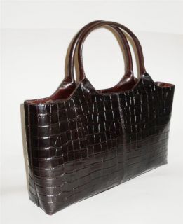 KENNETH COLE New York Leather Handbag Brown Croco Tote MED 15 L x 9 H