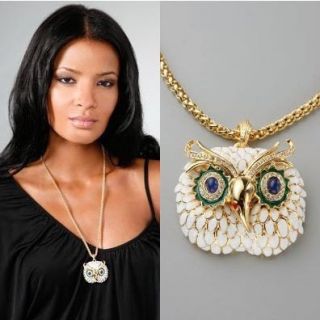 WOW Owl New Kenneth Jay Lane KJL Style Owl Necklace