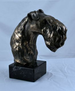 Kerry Blue Terrier on marble statue figurine sculpture head Cold Cast