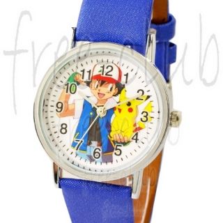 Pokemon Pikachu Ash Ketchum Blue Satin Wrist Watch