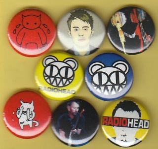Radiohead Set of 8 Buttons Pins Badges Kid A