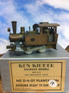 Ken Kidder BRASS antique 0 4 0 T Plantation Engine HO Scale Runs Great