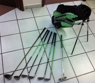 US Kids UL 57 Graphite Golf Clubs Lime Stand Bag 7 Club Set