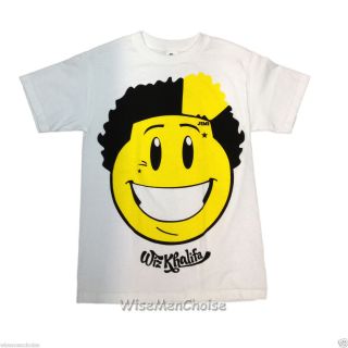 Men Funny T Shirt Wiz Khalifa Jimi Smile Face in White Shirt Fast USA