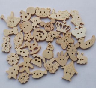 Animal Wood Buttons Sewing Appliques Kids DIY Lots F649