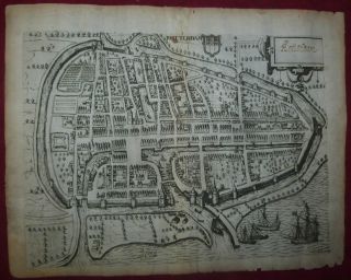 Rotterdam Netherlands 1625 Guicciardini Antique Copper Engraved City