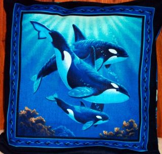 Orca Killer Whale Handmade Fabric Throw Pillows