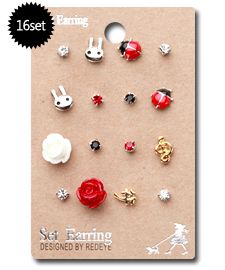of Mix Match Stud Mini Earrings for Kids Ladybug Christmas Gift