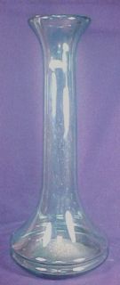 MT Blenko Ribbed Pale Green Glass Floor Vase with Label