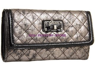 Guess Wallet Kihei Multi Clutch Purse Organizer Quilted Black Pewter