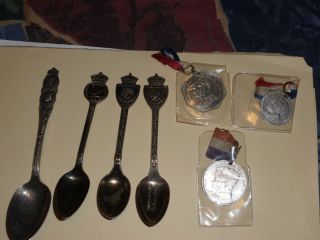 King George VI Spoons Medals LOTof 7 Items RARE 1937 Cornation