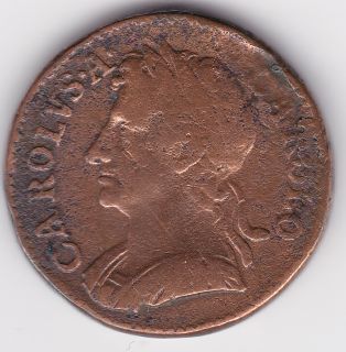 Great Britain UK Farthing Circa 1672 King Charles II Old Coin