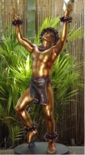 Hawaiian Male Hula Dancer Statue Kim Taylor Reece Bronze Color