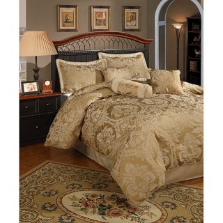 King Size Beautiful Rich Elegant Gold Comforter Set w Pillows 6 PC
