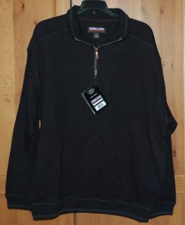 New Mens Kirkland Zip Up Pullover Jacket sweat Shirt Size Large Black