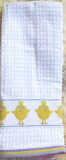 Easter Kitchen Towels White w Embordiered Chicks