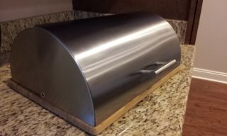 Polished Stainless Steel Kitchen Rolltop Bread Box