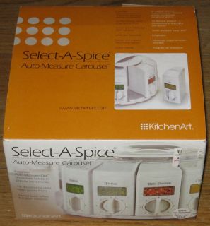 Select A Spice 12 Auto Measure Dispensers Jars Carousel White