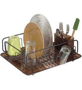 InterDesign Bronze Kitchen Dish Drainer Rack with Cutlery Rack