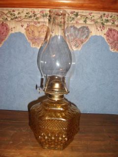 Vtg Amber Wexford Design Oil Lamp