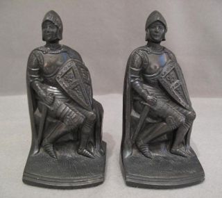 Antique Metal Medieval Knight Bookends