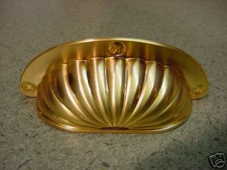 New Brushed Satin Gold Shell Fan Cabinet Cup Pulls