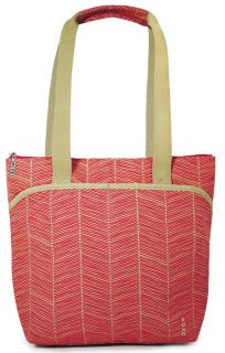 Koko Magnolia Red Tan Cotton Insulated Lunch Bag by Cosmoda New