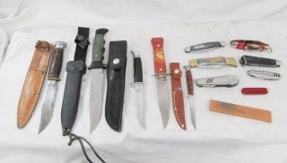 12pc Knife Pocket Knives Tools w Buck Imperial Camillus