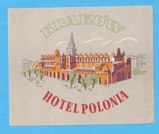 Polonia Hotel Luggage Label Krakow Poland