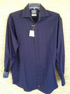 Thomas Dean Shirt L s Purple on Purple w Contrast Cuffs Collar XL $110