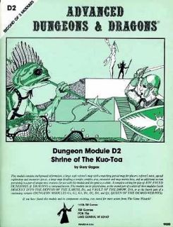 AD&D D&D MONO D2 SHRINE OF THE KUO TOA 1ST PRT VF Monochrome Dungeons