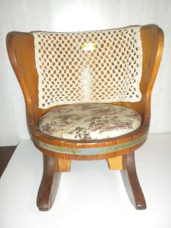 Vintage C L Lane Wooden Barrel Childs Rocking Chair