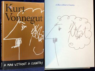 Kurt Vonnegut Signed Portrait Art A Man Without A Country First