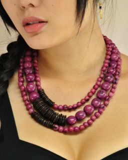 Andean Collection La Palma Necklace Berry Purple FAIR TRADE ECO