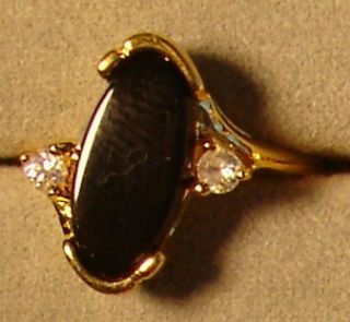 Ladies 18kt Gold Overlay Black Onyx Crystal Design Rings in Sizes 5 6