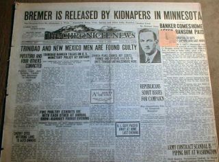 1934 newspapers EDWARD BREMER KIDNAPPING for RANSOM St Paul MINNESOTA