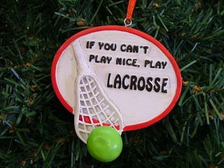 New Red Lacrosse Plaque Stick Ball Christmas Tree Ornament