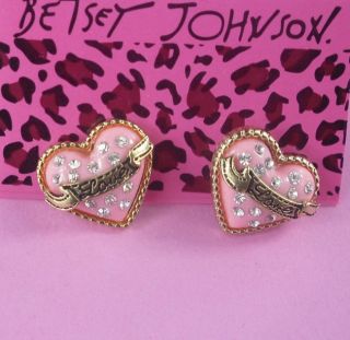 Betsey Johnson Pink Heart Shaped Ladies Earrings E058