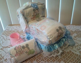 Mouse Bassinet Diaper Cake Baby Shower Gift Boy Girl Neutral