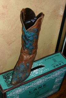 Gorgeous Lane Boot Tail Feather Peacock Turquoise Embroidered Cowgirl