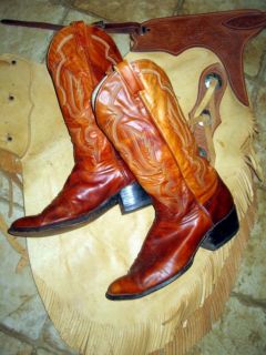 Larry Mahan Mens Brown Leather Cowboy Boots Size 10 5D