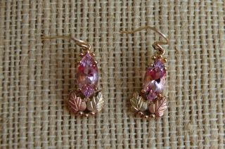 Black Hills Gold Pink Helenite Earrings 