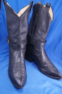 Larry Mahan Black Leather Western Boots Mens 9 5 D
